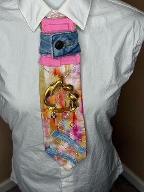 Pink Multi-Accent Decorative Neck Scarf Tie